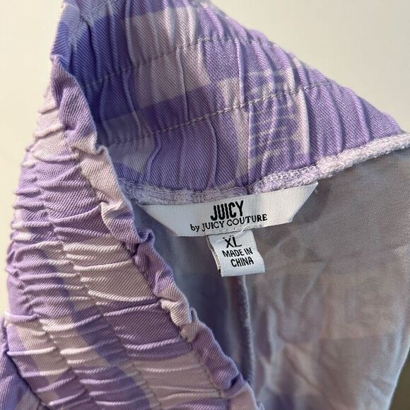 Juicy Couture Women’s XL Purple Checkered Jogger Pants Cargo Pockets Elastic Wai - Picture 3 of 4